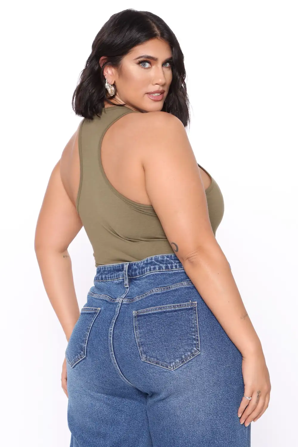 Divine Basic Tank Bodysuit - Olive