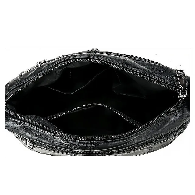 Women's Crossbody Bag Shoulder Bag Hobo Bag PU Leather Outdoor Daily Holiday Embroidery Zipper Large Capacity Waterproof Lightweight Solid Color Flower Folk Black