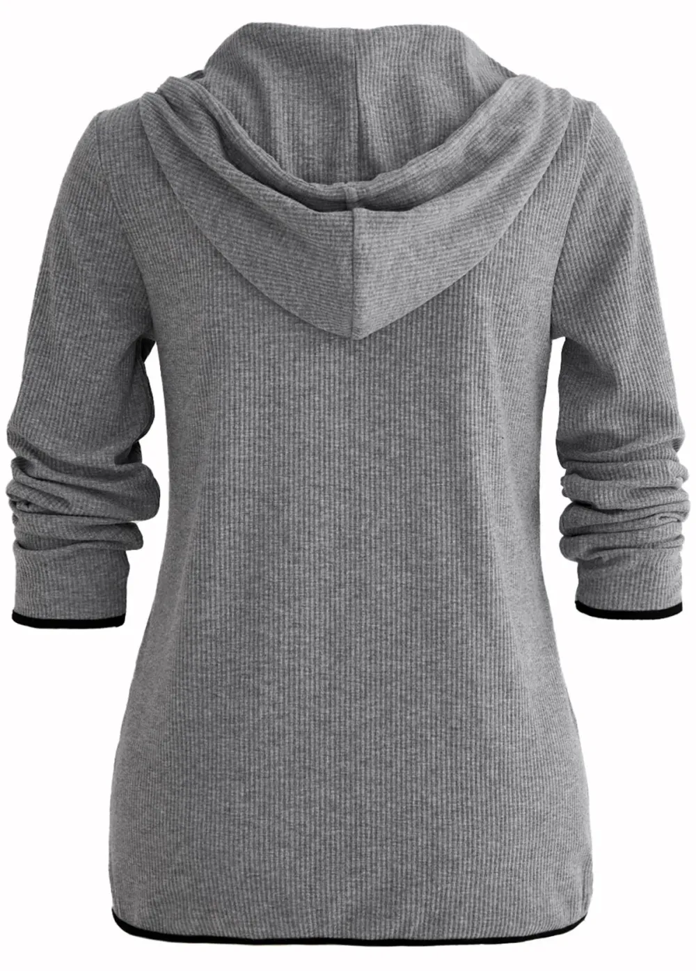 Grey Pocket Zipper Long Sleeve Hoodie