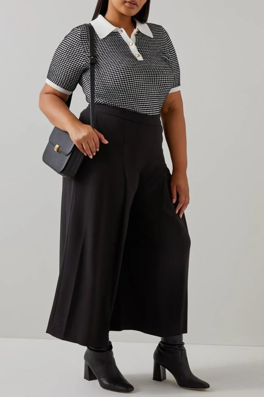 Dark Grey High Waist Split Hem Wide Leg Trousers