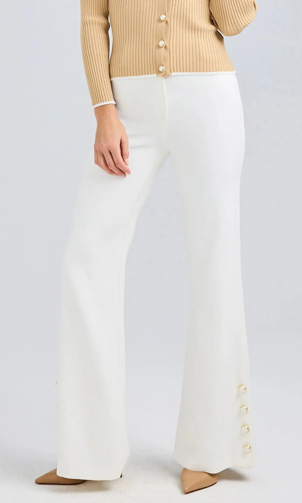 White Crepe Long Pants