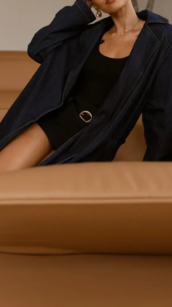 Extra Long Dark Denim Jacket