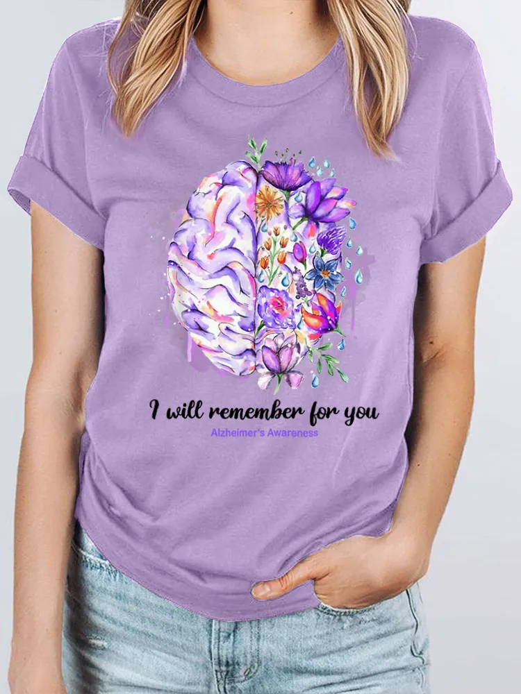 Women's I Wear Purple For My Family Alzheimer's Awareness Tee