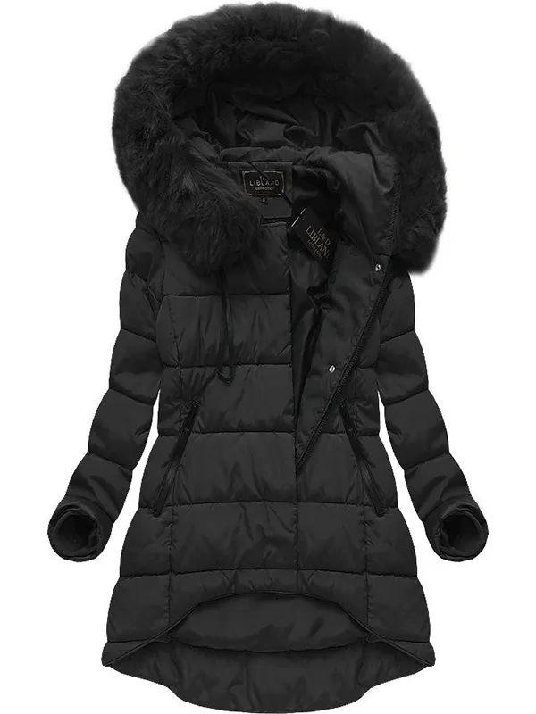 Red asymmetric ladies winter jacket