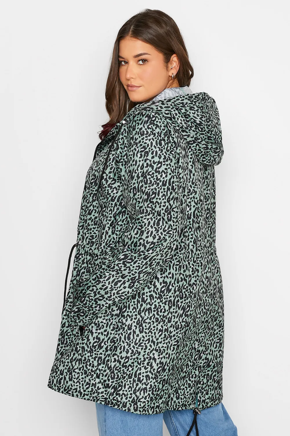 LTS Tall Black Dalmatian Print Pocket Parka