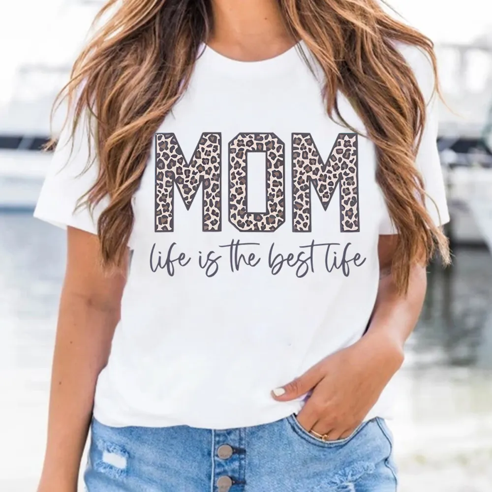 Mom Life Is The Best Life Print Round Neck Short Sleeve T-Shirt