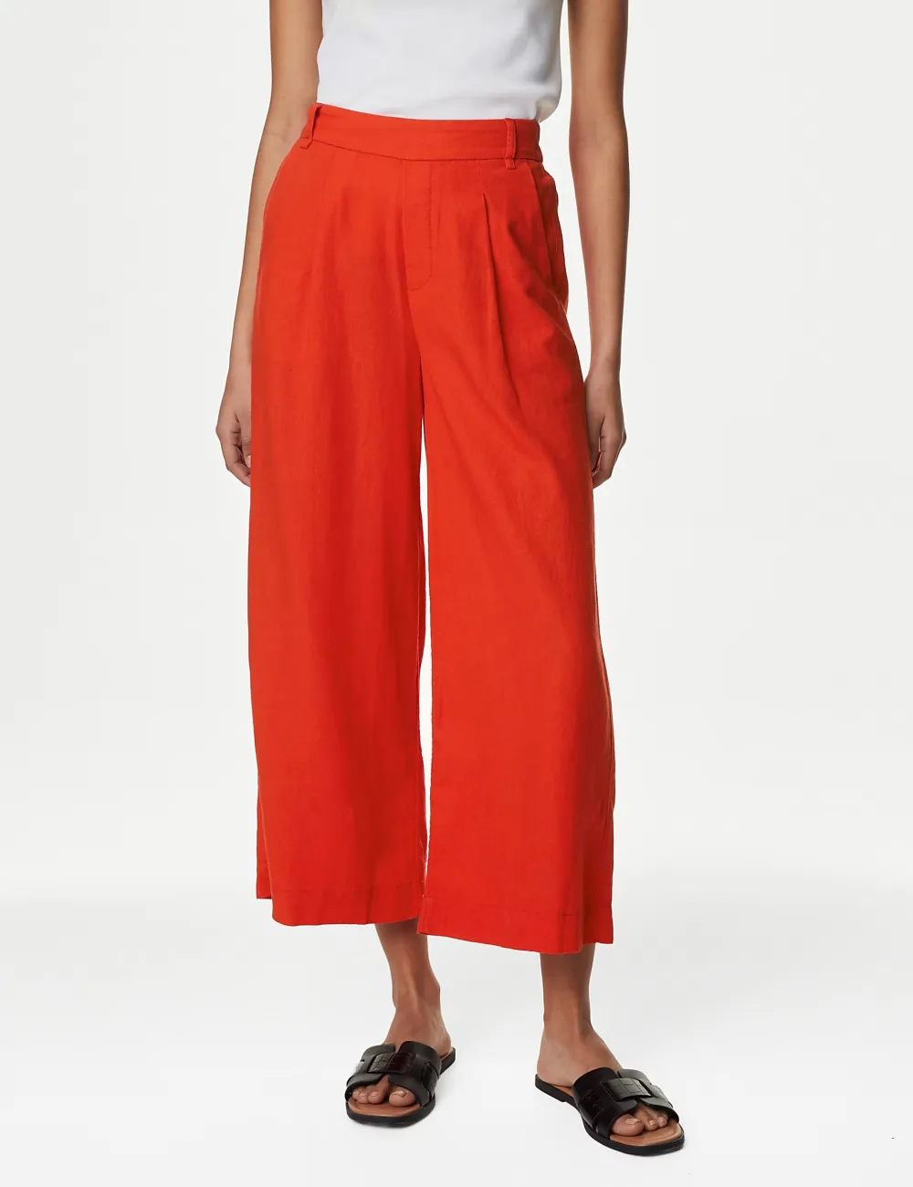 Black Shirred Wide Leg Trousers