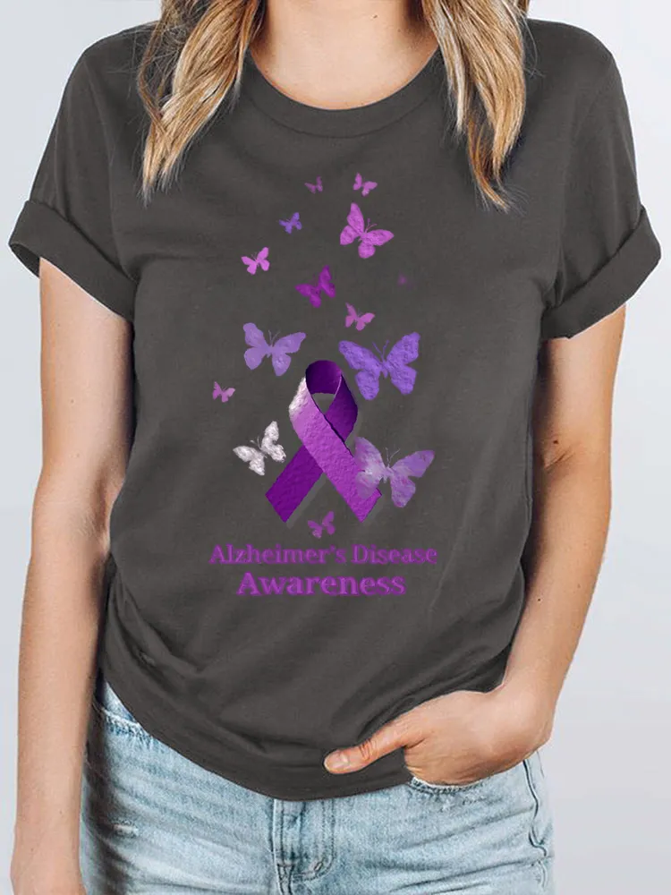 Alzheimers Awareness Butterfly Women T Shirt