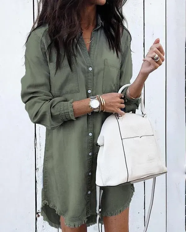 Melarey Raw Hem Denim Dress