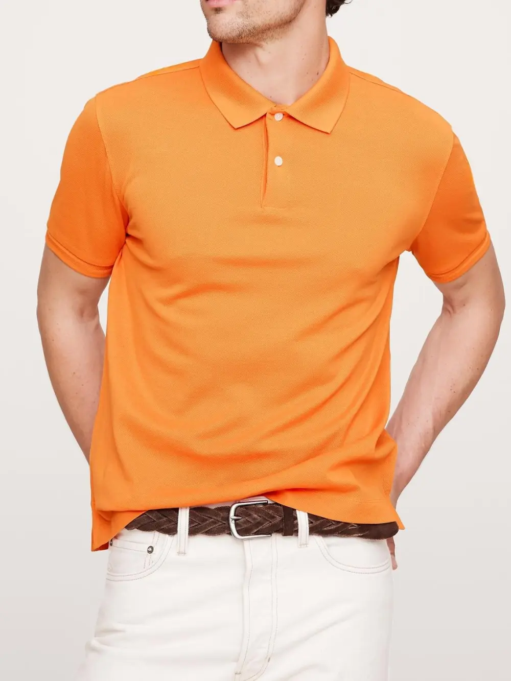 Men's Cotton Stylish Simple Russet Orange Polo Shirt