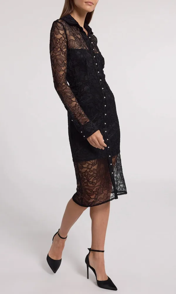 Lace Button Up Midi Dress