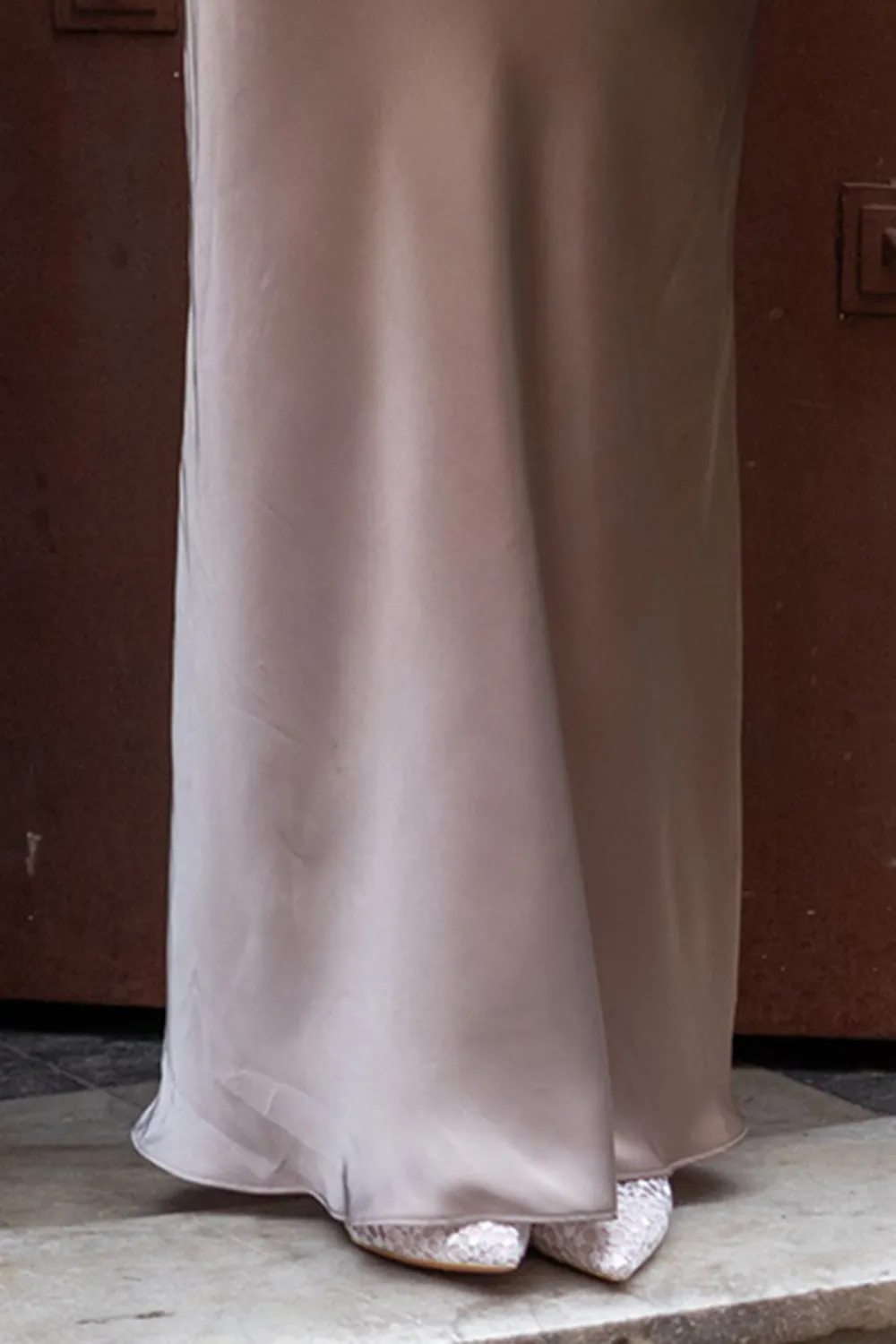 Mocha Ombre Satin Maxi Skirt