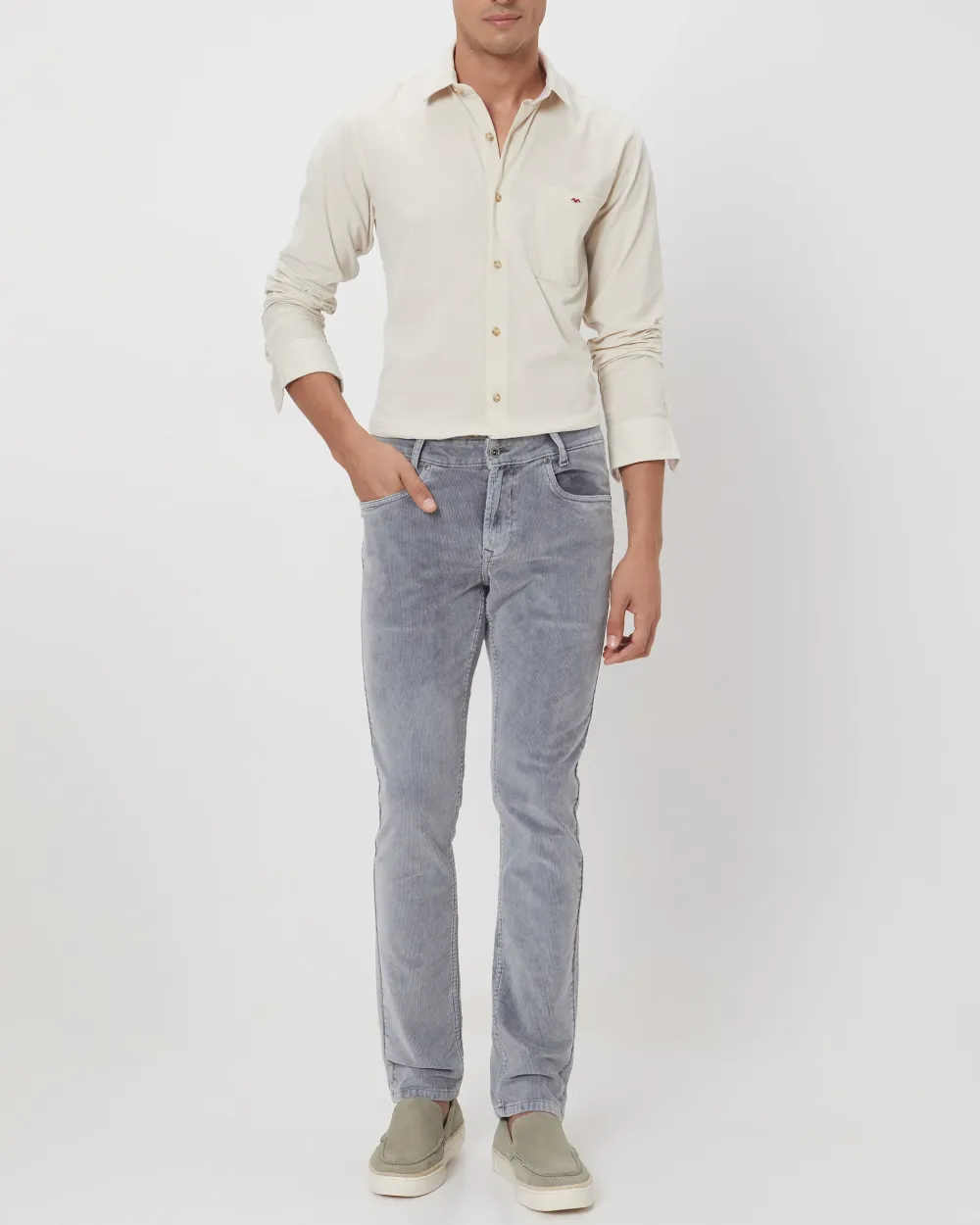 Classic Versatile Slim-Fit Straight-Leg Grey Trousers