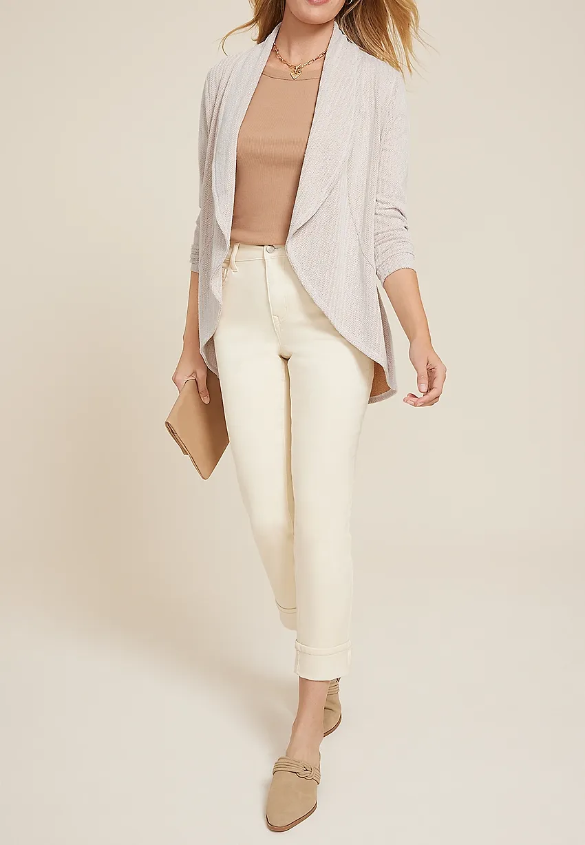 Herringbone Shawl Collar Cardigan