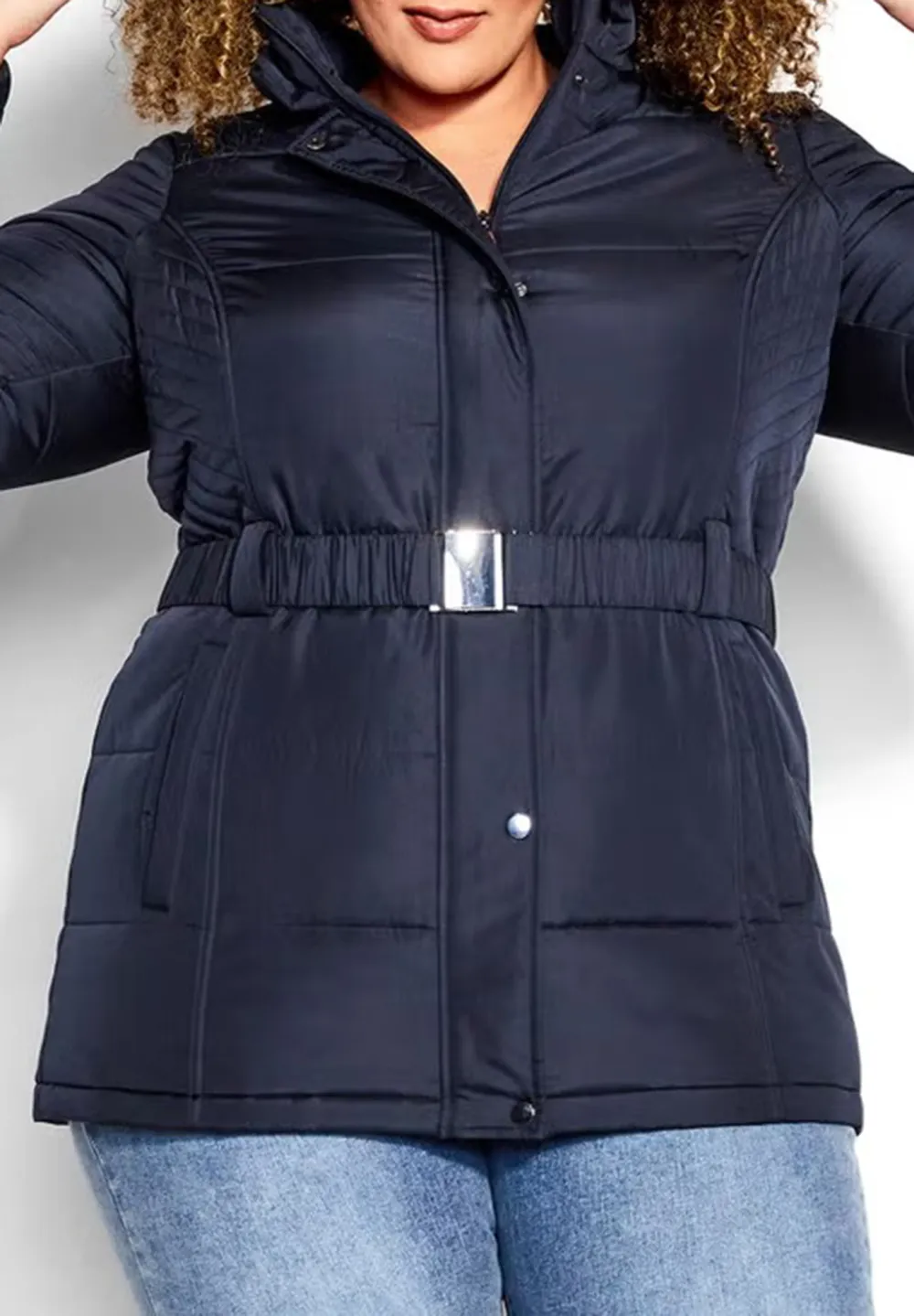 Waist Tied Fur Hat Down Jacket