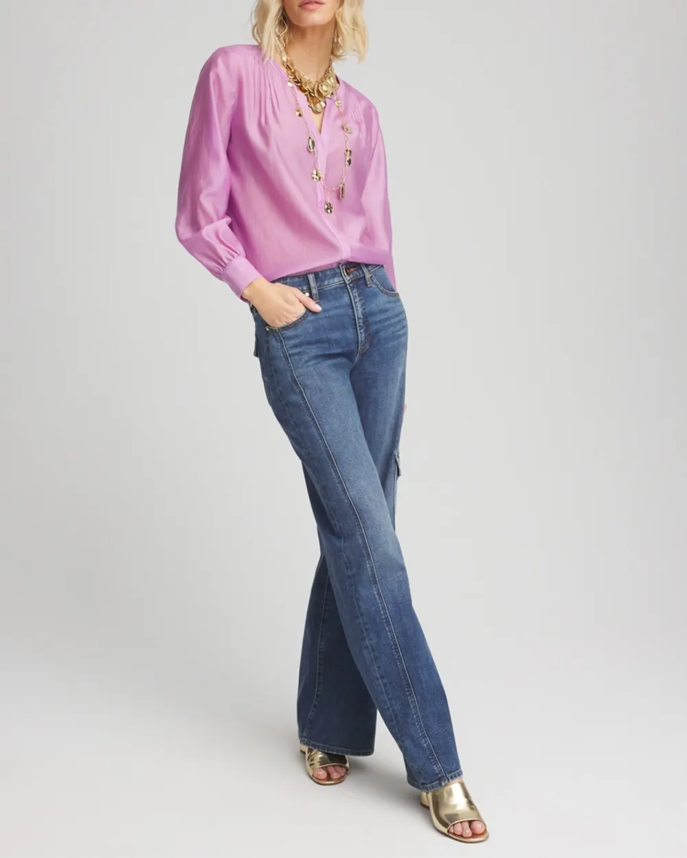 Tencel-Blend Sheer Blouse