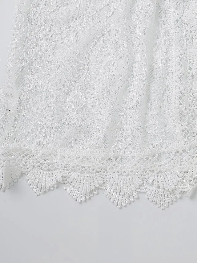 Women's Swimwear Cover Up Beach Top Normal Swimsuit UV Protection Lace Crochet Solid Color White Bathing Suits Modern Vacationy / Sweet / New / Padless