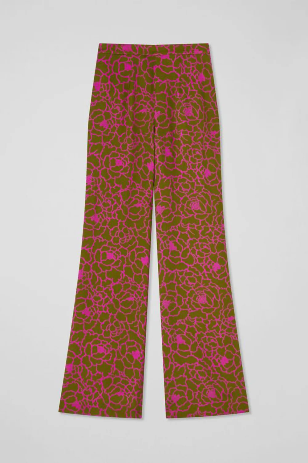 Brown Pink Patterned Flared Trousers