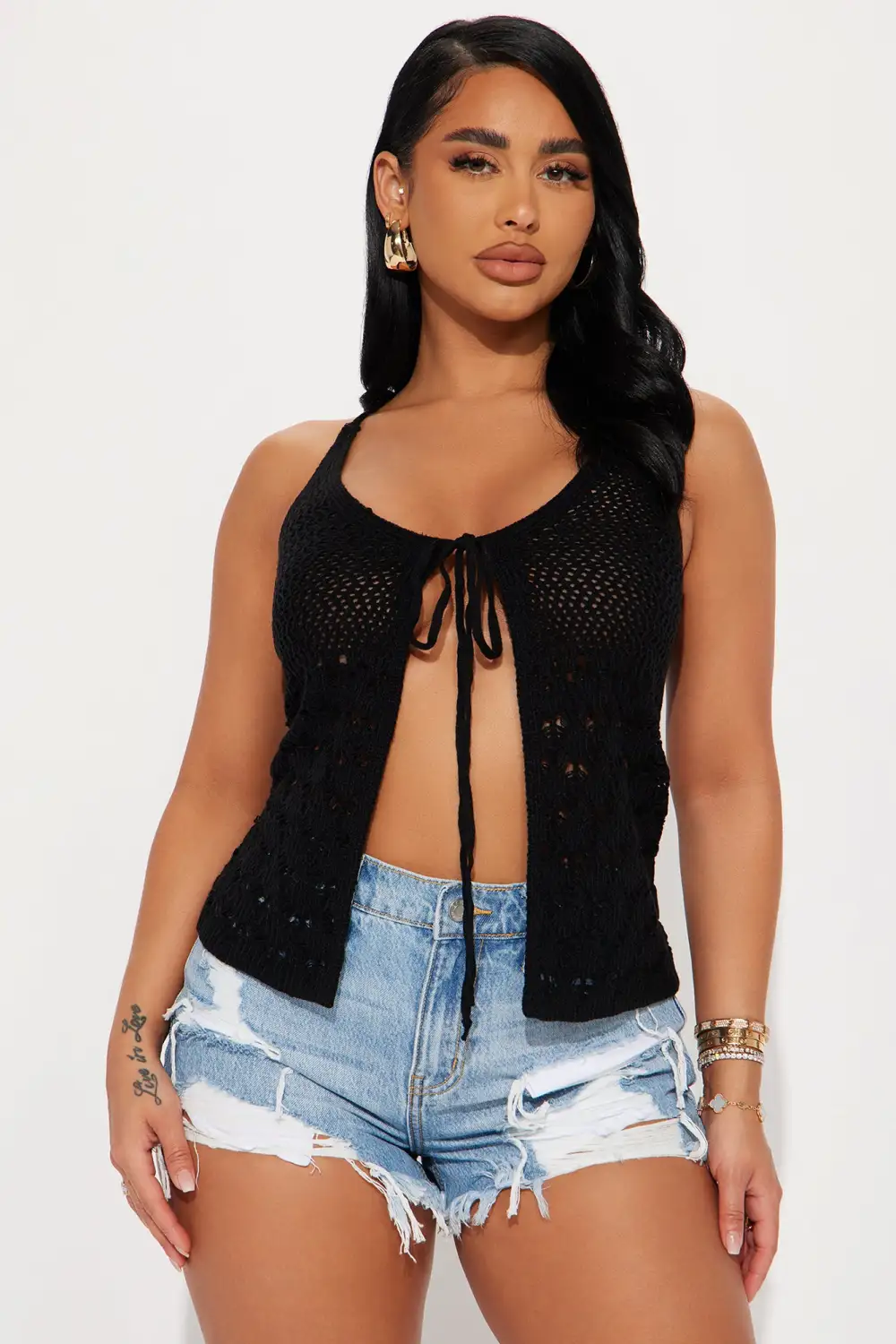 Kaeshia Crochet Top - Black