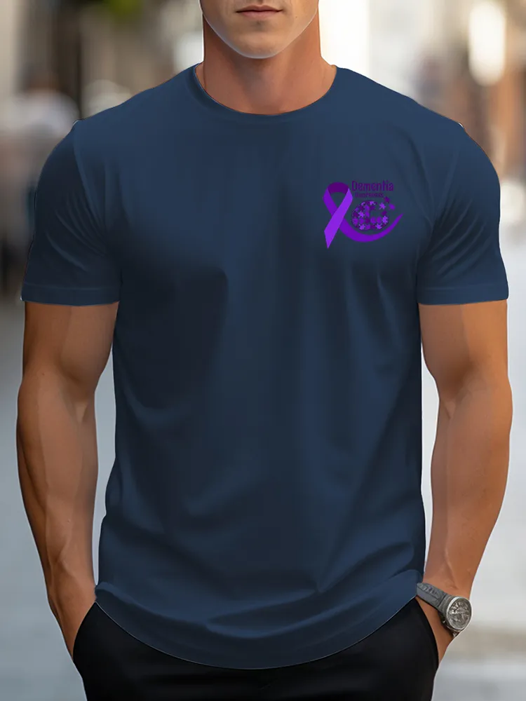 Men's T-Shir  In This Family No One Fights Alone Alzheimer's Awareness