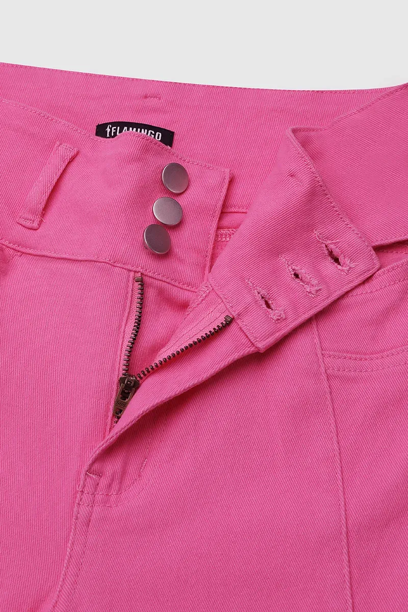 Solid Cut Out Waist Skinny Capri Jeans