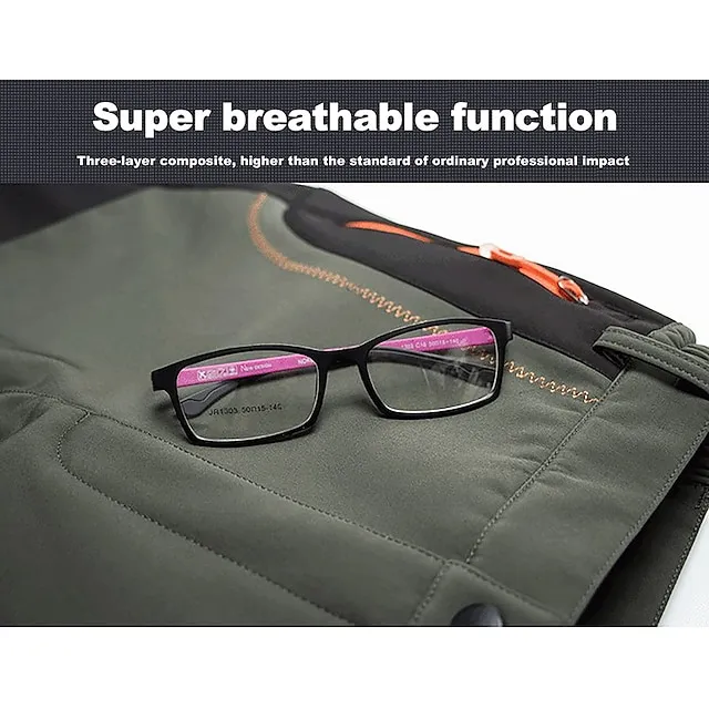 Women's Fleece Lined Pants Waterproof Hiking Pants Black Trousers Softshell Pants Winter Outdoor Thermal Warm Windproof Lightweight Elastic Waist Bottoms Army Green Burgundy Orange Camping