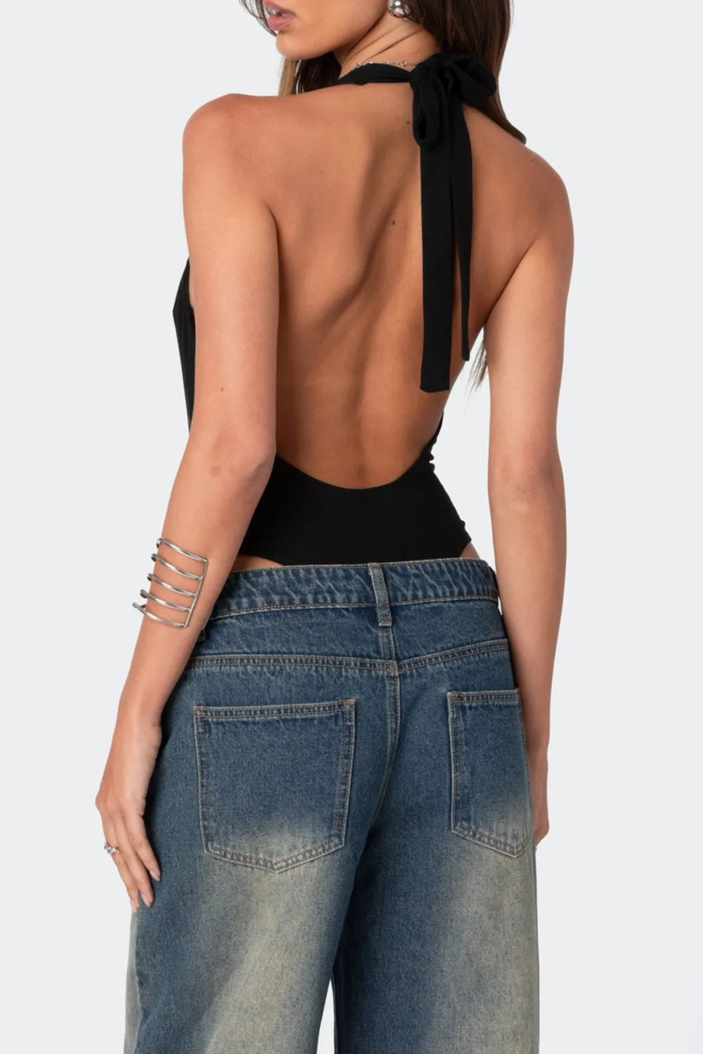 Deep V Backless Bodysuit
