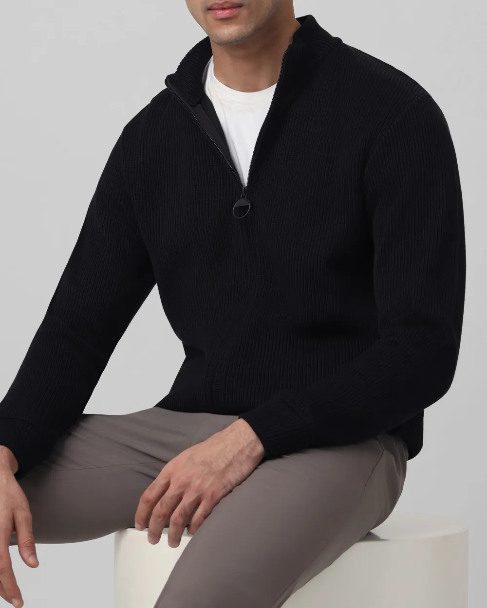 Comfortable Soft Daily Slim Black Sweater