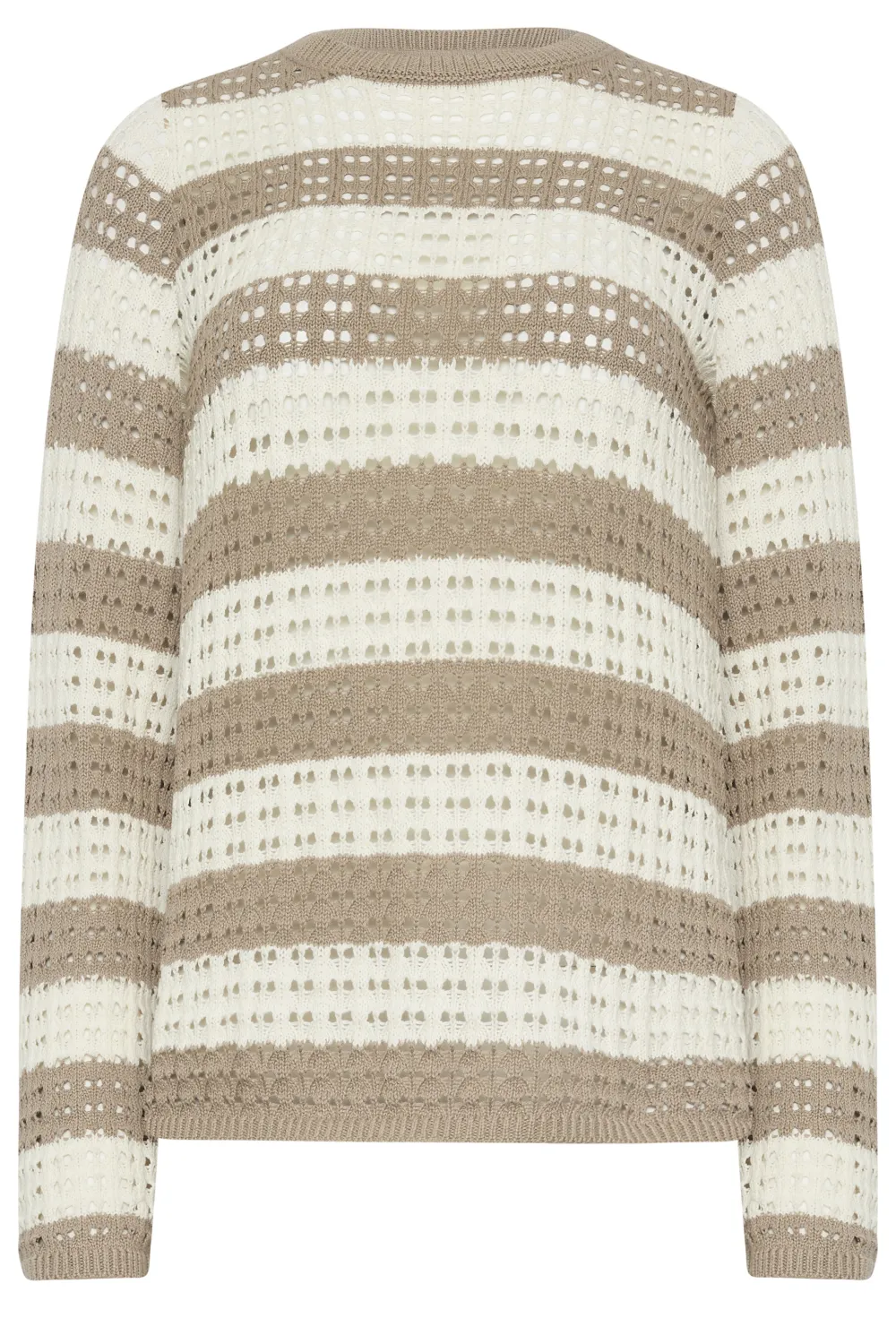 LTS Tall Beige Brown & Ivory White Stripe Crochet Jumper