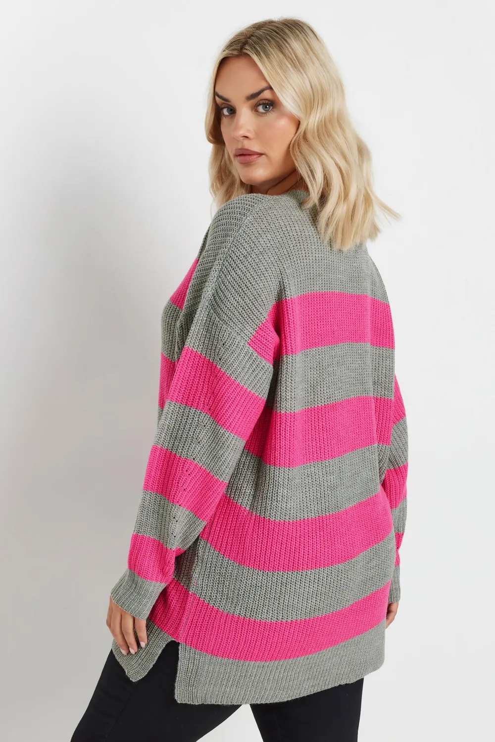 YOURS Curve 2 PACK Black & Grey Drop Shoulder Knitted Jumpers