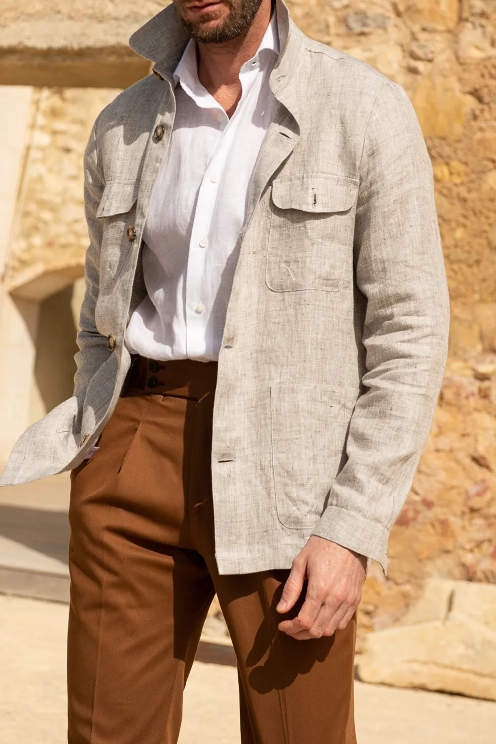 Cognac Cotton Trousers