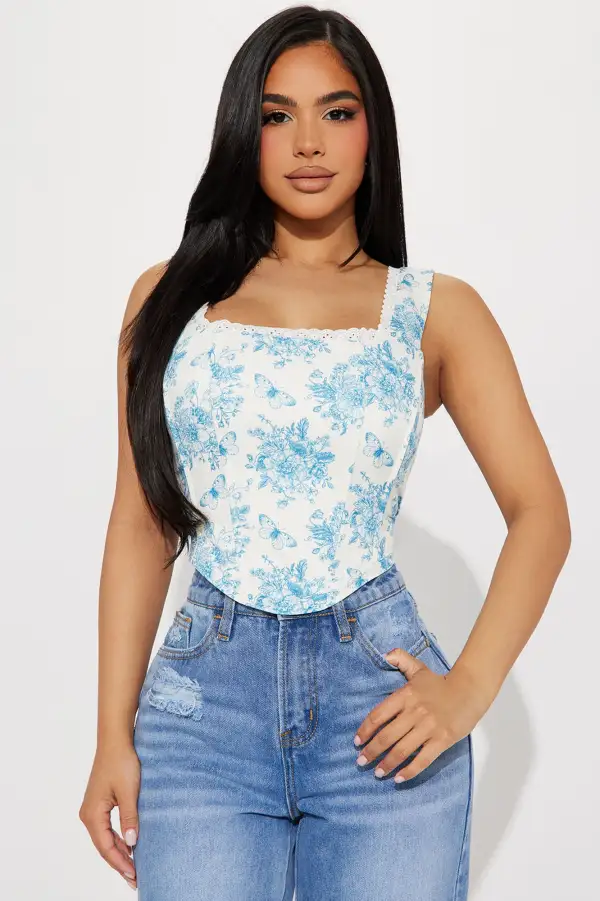 One More Moment Floral Corset Top - White/combo