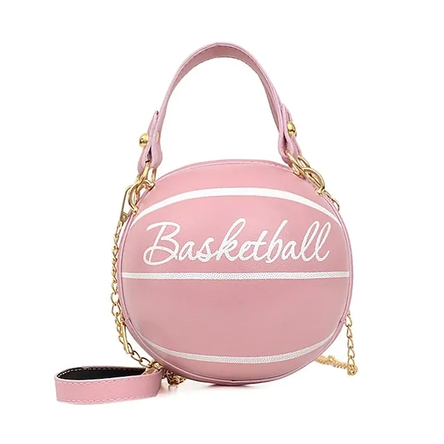 Women's Shoulder Bag PU Leather Party Daily Large Capacity Waterproof Durable White basketball White football Pink basketball