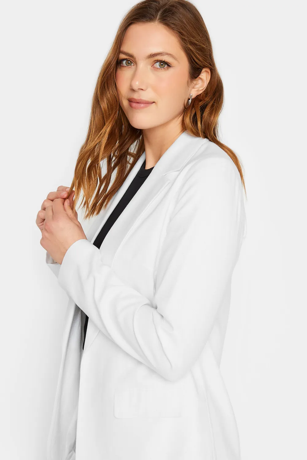 LTS Tall White Linen Blazer Jacket