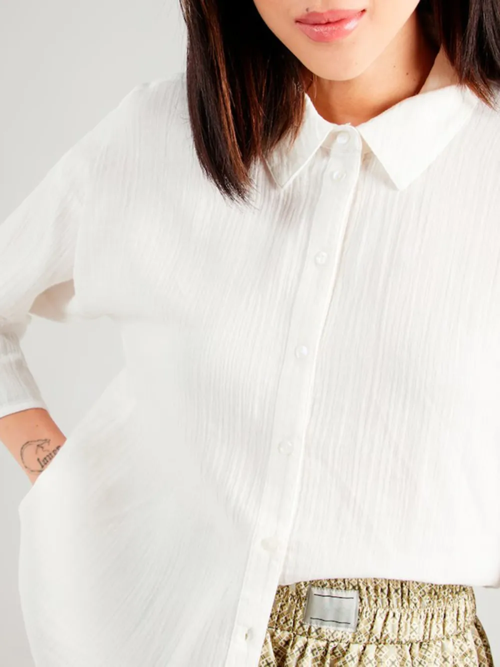 Button Placket Long Sleeve Blouses