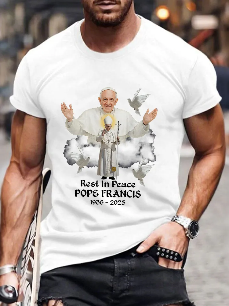 Men's Rest In Peace 1936-2025 Print Short Sleeve Round Neck Cotton T-Shirt