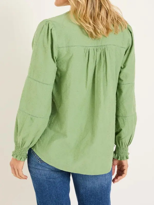 Poppy Olive Green Embroidered Blouse