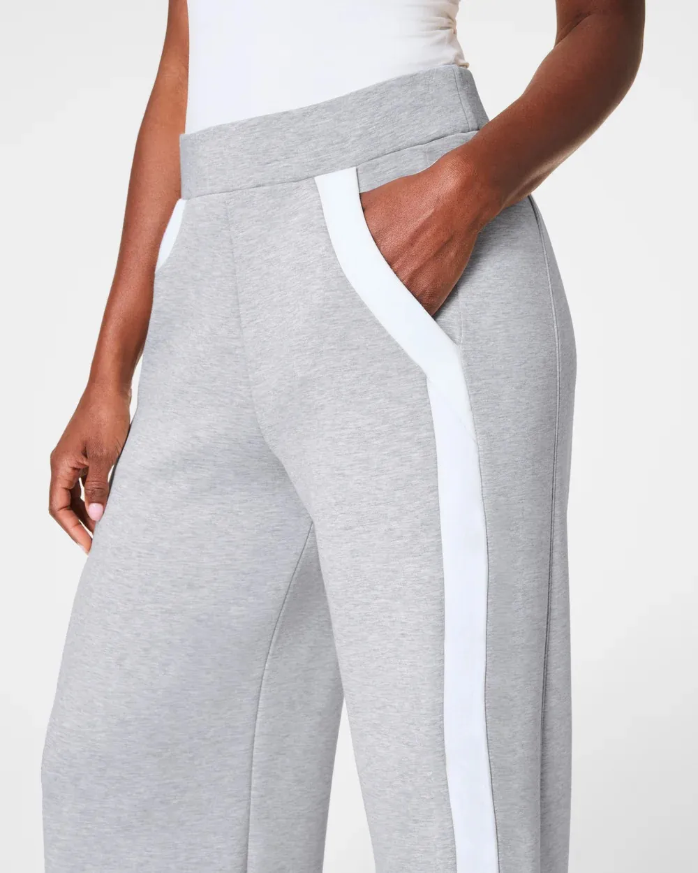 Light Heather Grey Striped Track Pant