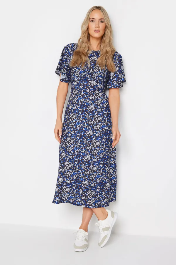 LTS Tall Navy Blue Ditsy Floral Midi Dress