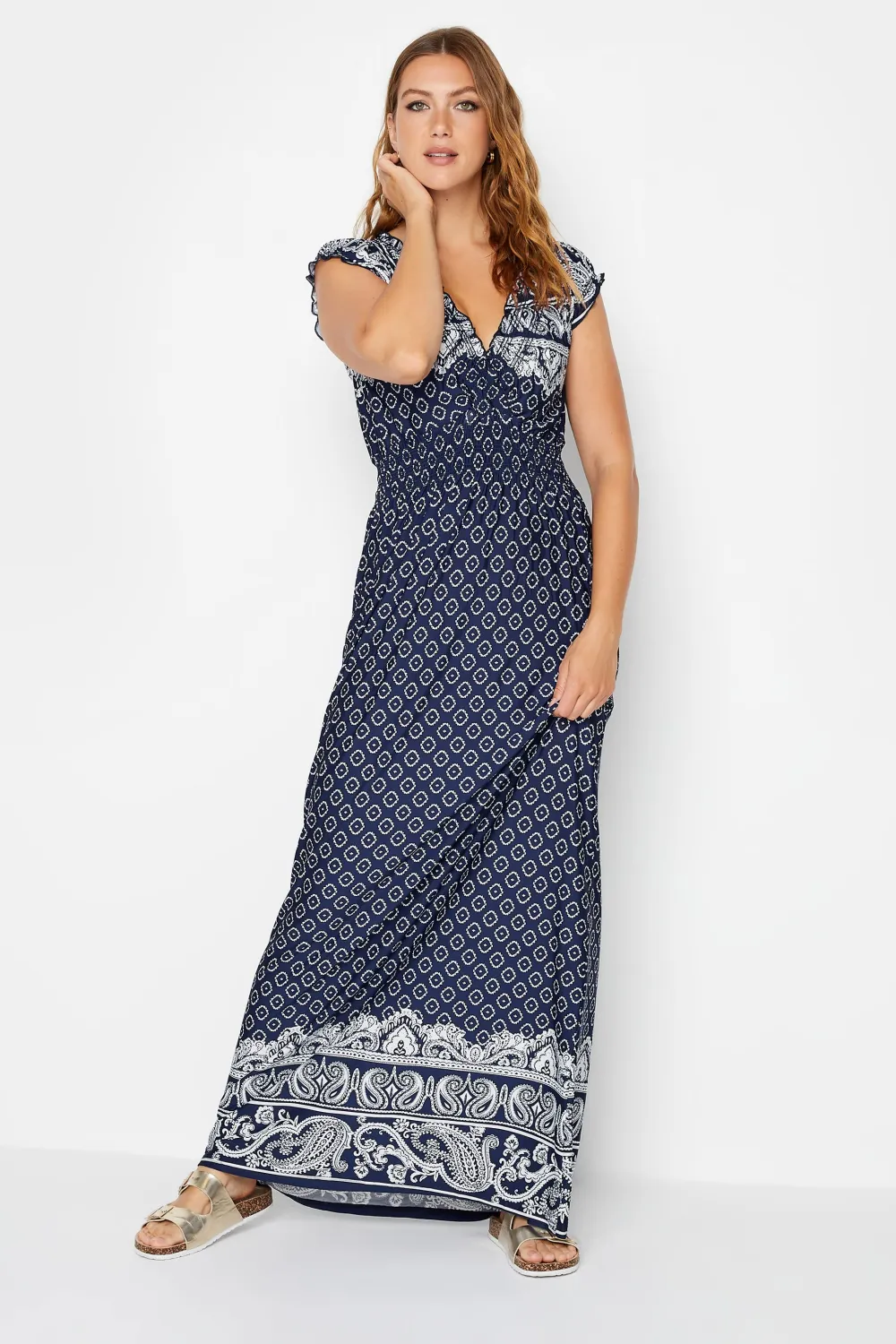 LTS Tall Navy Blue Paisley Maxi Dress