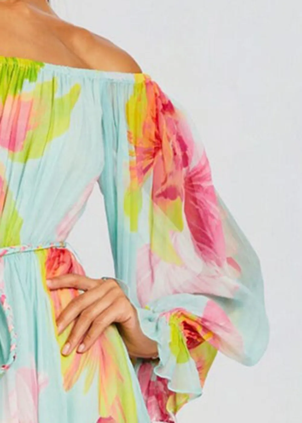 Off The Shoule Colorful Romper