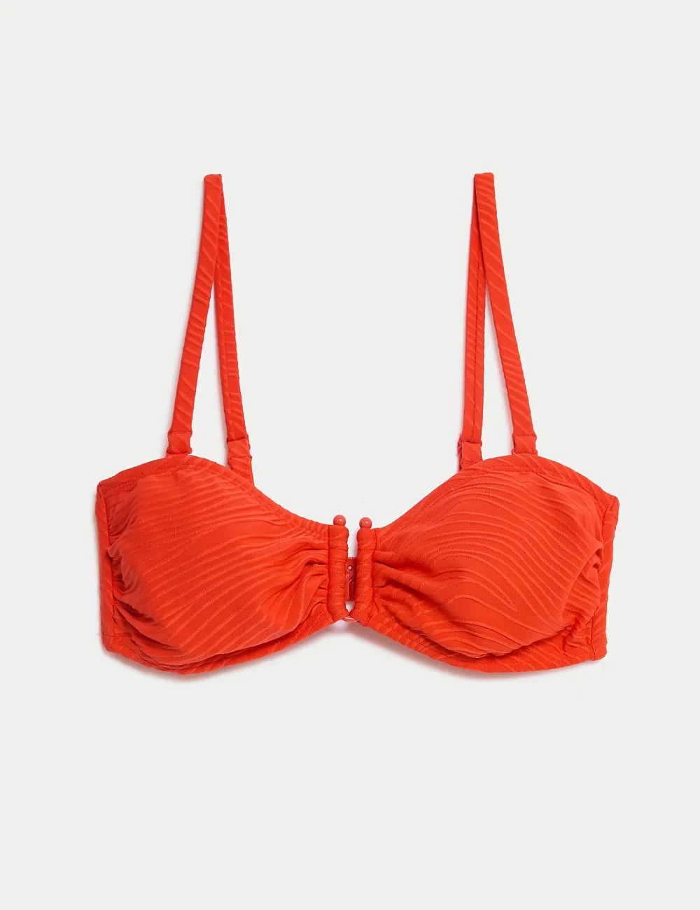 Red Textured Bandeau Bikini Top