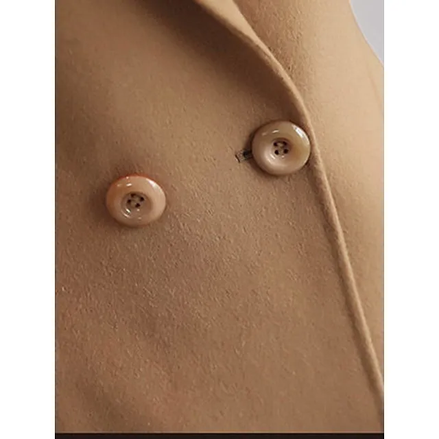 Women's Winter Coat Long Overcoat Double  Breasted Lapel Pea Coat Thermal Warm Windproof Trench Coat Stylish Contemporary Modern Jacket Long Sleeve with Pockets Black Yellow Red