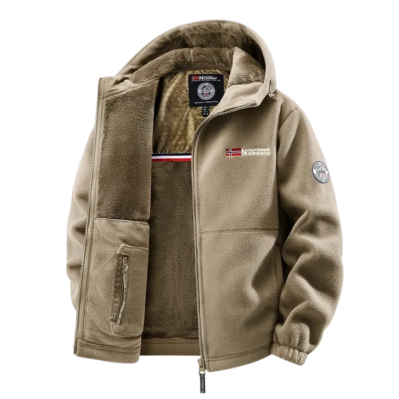 Men'S Outdoor Heavyweight Fleece Jacket&Men's Winter Outdoor Sports Fleece Pants-2 price set - Double-Sided Warm Hooded Coat With Full Zip, Multi Pockets & Machine Washable Polyester For Camping Hiking Casual Wear