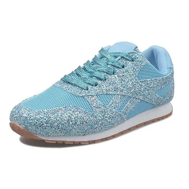 Women's Trainers Athletic Shoes Sneakers Sequins Plus Size Bling Bling Sneakers Outdoor Daily Summer Sequin Platform Flat Heel Round Toe Sporty Classic Casual Tennis Shoes Walking Mesh Lace-up Color