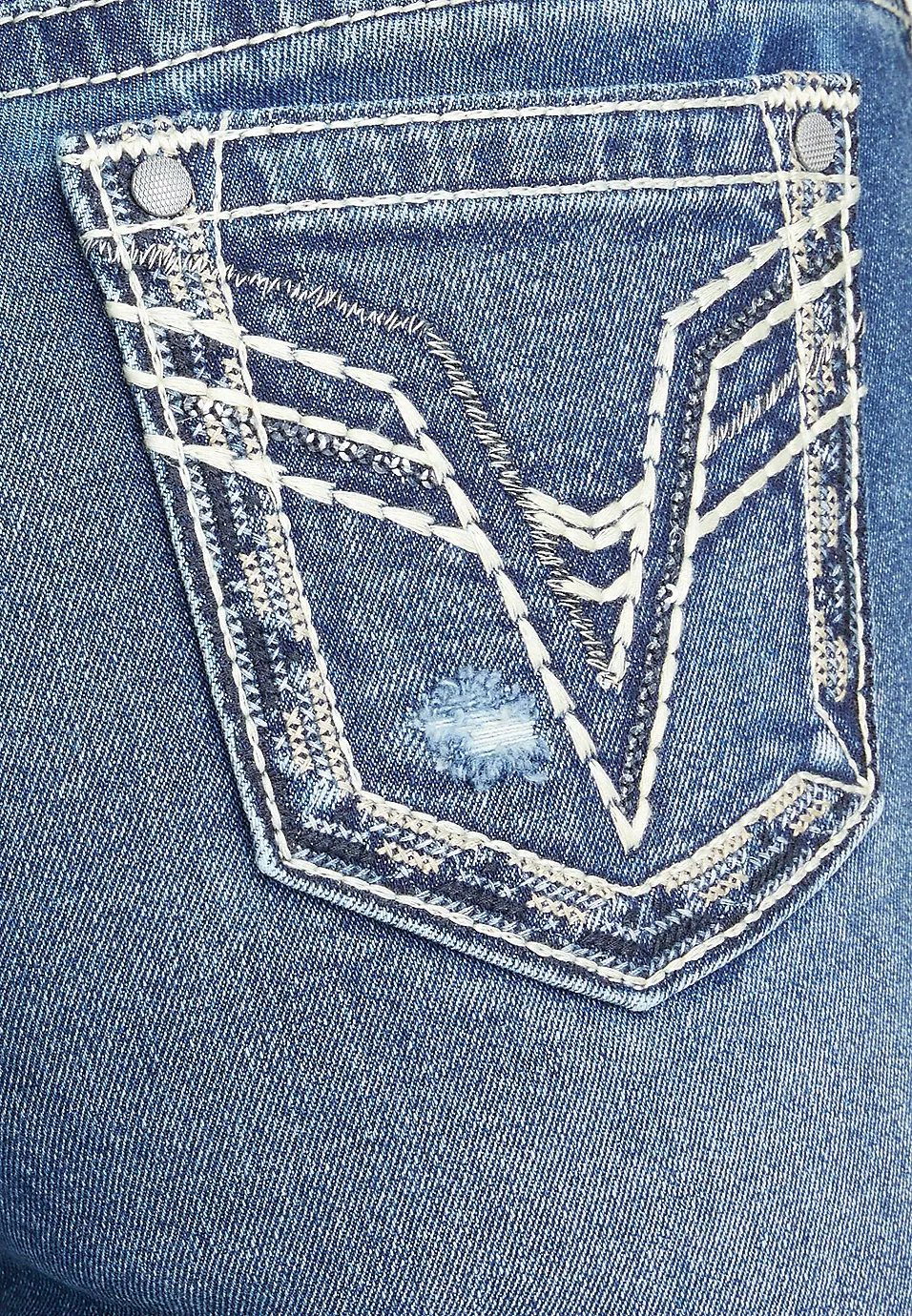 Mid Rise Western Embroidered Yoke Flare Jean