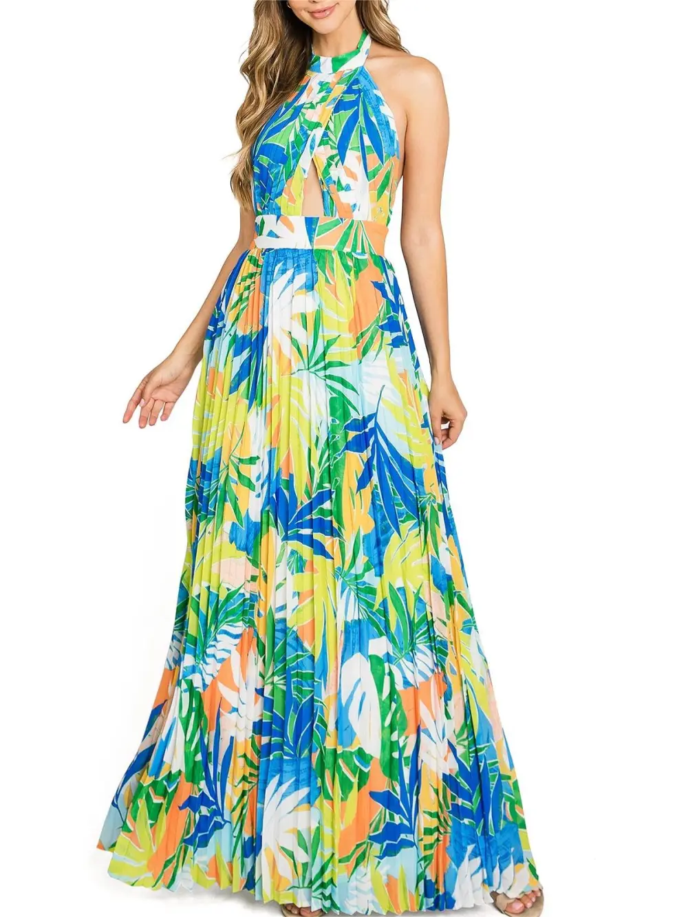 Pleated Beach Maxi Dress