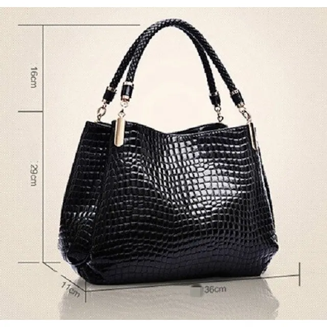 Women's Satchel Top Handle Bag PU Leather Formal Office & Career Crocodile Black Dark Red Dark Blue