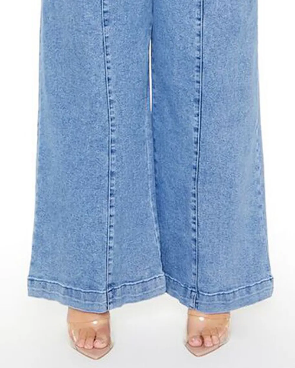 Plus Size Denim Wide-Leg Jumpsuit