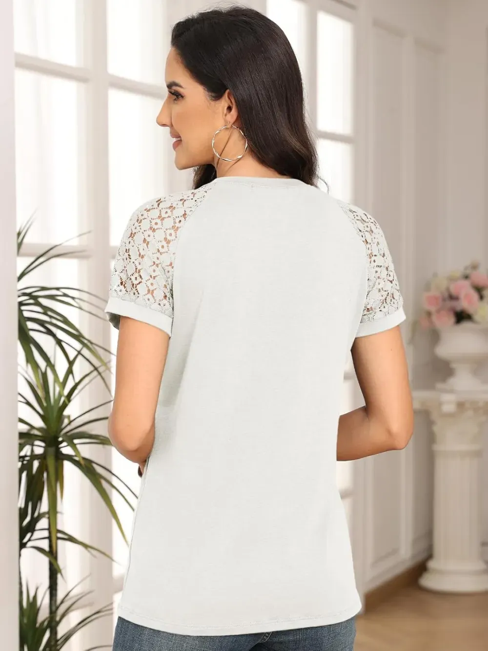 AUTOMET Womens Tshirts Trendy Fashion Tops Lace Short Sleeve Business Tee Shirts Casual Knitted Blouses Summer Outfits 2024